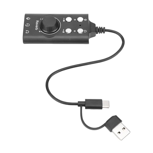 Fabater USB Sound Card External Stereo Sound Card with Virtual 7.1 Surround for PC, Easy Plug and Play, Long Lifespan, Portable Design, Black