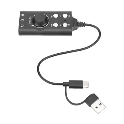 Fabater USB Sound Card External Stereo Sound Card with Virtual 7.1 Surround for PC, Easy Plug and Play, Long Lifespan, Portable Design, Black