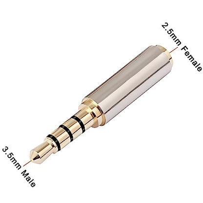 3.5mm Male to 2.5mm Female Stereo Audio Headphone Jack Adapter Converter, Gold Plated (5 Pack) - style: (5 Pack) 3.5mm Male to 2.5mm Female