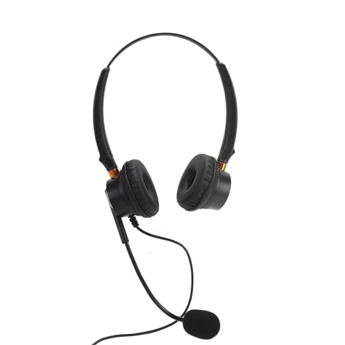 Headset with Noise Canceling Microphone, USB Dual Ear Volume Adjustable Office Telephone Headset with Long Cable, for Call Center, Customer Service