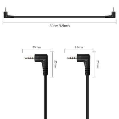 2.5mm Audio Aux Cable，90 Degree 2.5mm TRRS Male to 2.5mm TRRS Male Double Angled Stereo Headset Headphone Jack Connector Cable（0.3M）