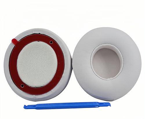 Solo 4 Ear Pads Replacement Ear Cushion Cover Compatible with Beats Solo 4 Wireless Headphones -Softer Protein Leather High Density Memory Foam White