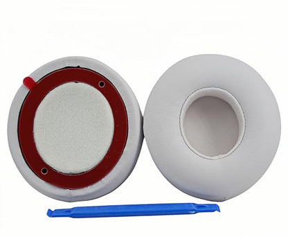 Solo 4 Ear Pads Replacement Ear Cushion Cover Compatible with Beats Solo 4 Wireless Headphones -Softer Protein Leather High Density Memory Foam White