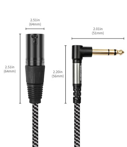 2Pack Right Angle 6.35mm TS to XLR Male,3FT, 1/4" 90° Right Angle 6.35mm TRS to XLR Male Balanced Interconnect Cable Braided Shield for Guitar, Mixer, Amplifier - color: 90° TRS To XLR M, size: 3Ft-2Pack