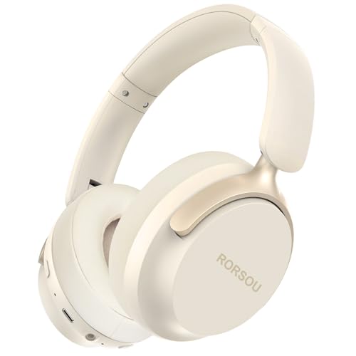 B8 Bluetooth Headphones Over Ear, 6 EQ Music Modes and 50H Playtime Deep Bass Wireless Headphones with Mic, Lightweight Folding HiFi Stereo Headset for iPad/Travel/Tablet/PC/Home Beige White - color: Beige White