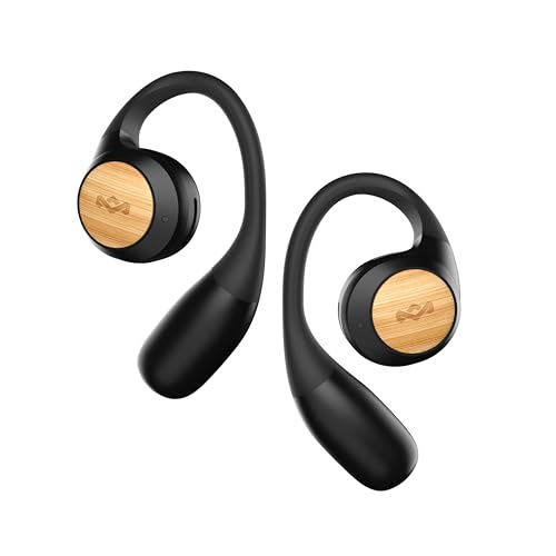 House of Marley Liberate Open-Ear True Wireless Earbuds, 20 Hrs Total Playtime, Quick Charge, Built-in Microphones, 12mm Drivers, Sustainable and Eco-Friendly Design (Signature Black) - color: Signature Black