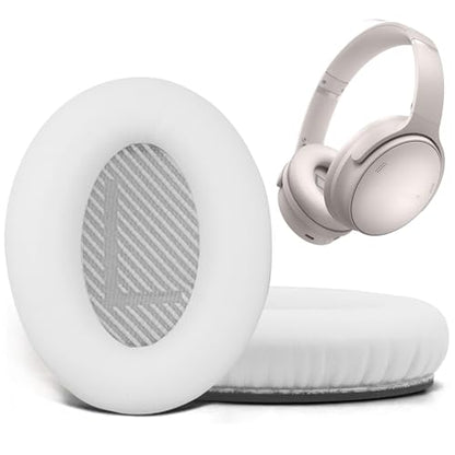 Replacement Ear Pads for Bose QuietComfort 35 35 II 15 25(qc 35 25 15/QC35 ii), Headphone Ear Covers, High Density Memory Cotton, Soft Leather, Adaptive Noise Isolation Headphones Pads Cushions - color: white, style: QC35