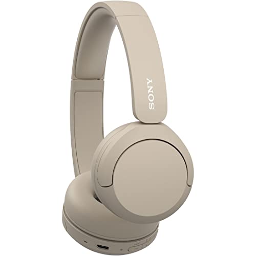 Sony WH-CH520 Best Wireless Bluetooth On-Ear Headphones with Microphone for Calls and Voice Control, Up to 50 Hours Battery Life with Quick Charge Function, Includes USB-C Charging Cable - Beige - color: Beige