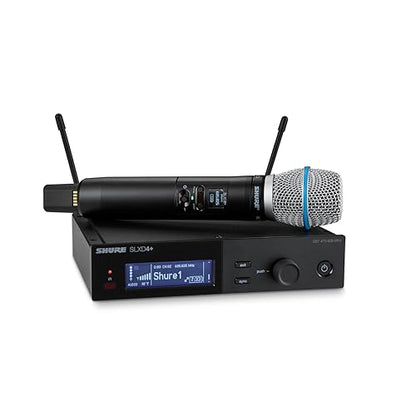 Shure SLXD24+ Wireless System with Beta87A Capsule - G57 Band | Vocal system with SLXD4+ receiver and SLXD2+ handheld; Bluetooth monitoring and feedback reduction for live use - style: Beta 87A Capsule