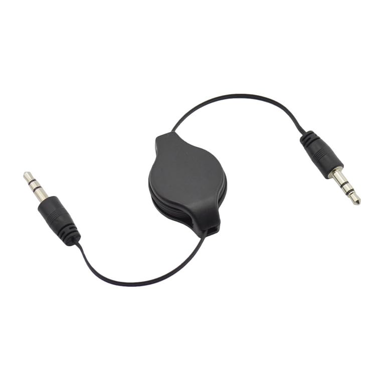 2 Pack Retractable 3.5mm Aux Cable 2.5 Feet Aux Cord Adjustable TRS 3.5mm Audio Cable Male to Male Stereo Auxiliary Input Adapter for Headphone Headset Car Stereo Unit Speaker Amplifer Phone