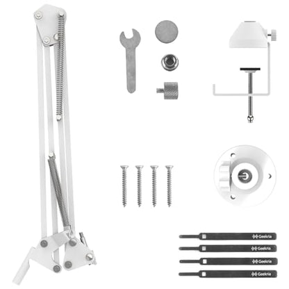 GEEKRIA for Creators Microphone Arm Compatible with Razer Seiren V3 Chroma, V3 Mini, X Mic Boom Arm with Tabletop Flange Mount, Suspension Stand, Desk Mount Holder (White)