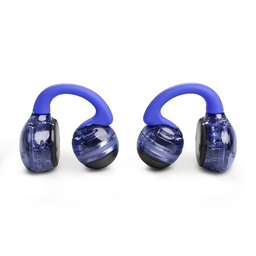 JBL Soundgear Clips Open Ear Headphones for Situational Awareness - Blue | Up to 32 Hours Total Playtime With Speed Charge, Sweat Resistant, Noise-Reducing Mics, App Control For Custom Audio - color: Blue