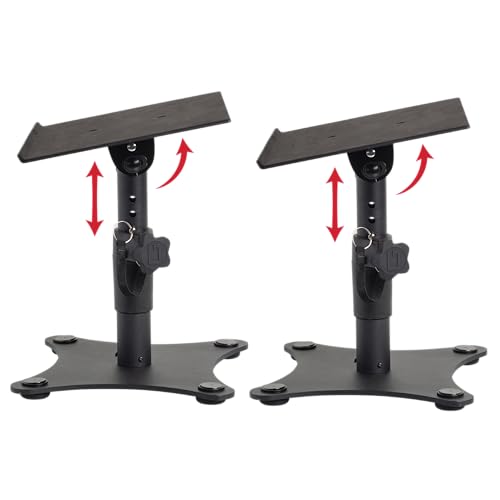 Gator Frameworks Desktop Studio Monitor and Speaker Stands with EVA Foam Padded Surface, Angle Adjustable from 0° to 15° – Set of 2 (GFWSPKSTMNDSK) - style: Desktop Stand