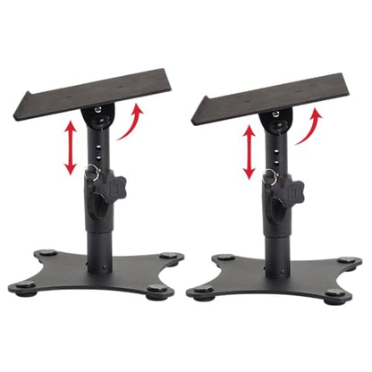Gator Frameworks Desktop Studio Monitor and Speaker Stands with EVA Foam Padded Surface, Angle Adjustable from 0° to 15° – Set of 2 (GFWSPKSTMNDSK) - style: Desktop Stand