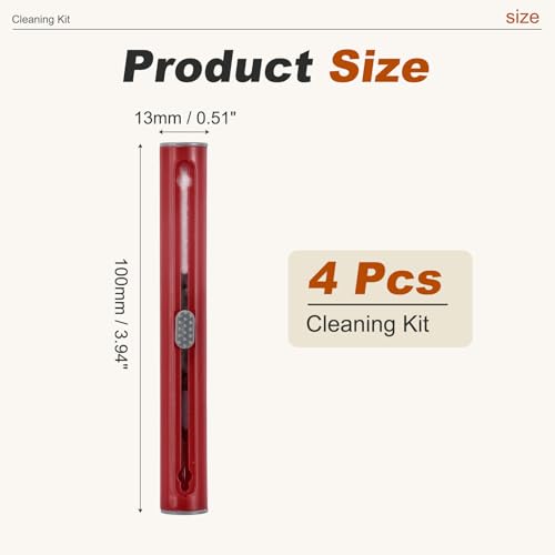 4PCS Earphone Cleaner Kit - Ultra Portable Multi-Function Cleaner Kit Soft Brush for Bluetooth Earphones Case Cleaning Tools, Burgundy - color: Burgundy