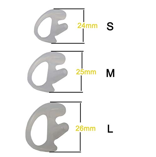 Replacement Anti-Slip Earmold for Two-Way Radio Acoustic Tube Earpiece | 3 Pairs L/M/S Earmold Stabilizer Inserts, Fits Air Acoustic Coil Tube, Compatible with Two-Way Radio & Surveillance Earpieces - size: Large,Medium,Small