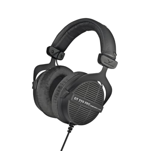 beyerdynamic DT 990 PRO Studio Headphones (250 Ohm, Black) | Open Back, Over Ear, Wired Professional Mixing, Music Production, Editing, Audiophile, Black Velour Ear Pads - color: Black (Limited Edition), size: 250 OHM
