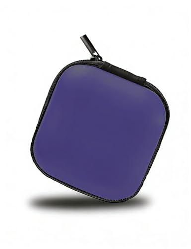 MAS CARNEY Earphone Case, Headphone Earbud Hard Protective Carrying earplug Case Bag for Wired Earphones MP3 Small Items - color: Purple, style: Square
