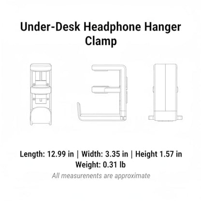 Under Desk Headphone Hanger Clamp, Rotating Mount for Sit-Stand Desks, No-Drill Installation, Paper-Based Composite (1 PC) - color: White