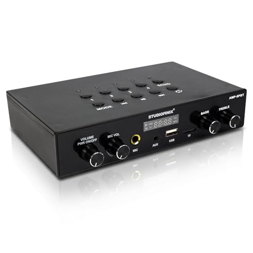 Studiofinix Bluetooth 5.4 Home Stereo Audio Amplifier Receiver, 4-Zone 8-Channel 60W x 8 Output,Optical/USB/Mic/Karaoke, Independent Zone Control, Multi-Room Audio for Home Theater and Studio