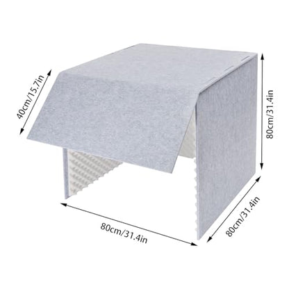 Desktop Soundproof Cover, Isolation Booth, Vocal Sound Absorbing Shield, Portable Vocal Recording Booth, Sound Proof Foam Room, Microphone Isolation Booth Cube, for Office, Home Studio (Gray)