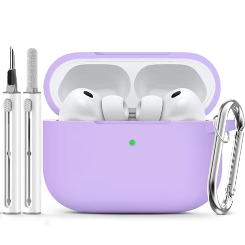Ljusmicker for AirPods Pro 3 Case 2025 with Cleaner Kit,Purple | Soft Silicone Protective Cover for Apple AirPod Pro 3rd Generation Case with Keychain for Women Men,Shockproof - color: B-Purple