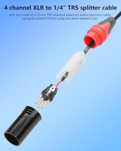 CERRXIAN 4 Channel 1/4" TRS to XLR Snake Audio Cable 9.8FT, XLR 3Pin Male to 6.35mm TRS Shielded Balanced Audio Extension Cable for Live Live, Recording, Studios, and Gigs - Patch, Amp, Mixer