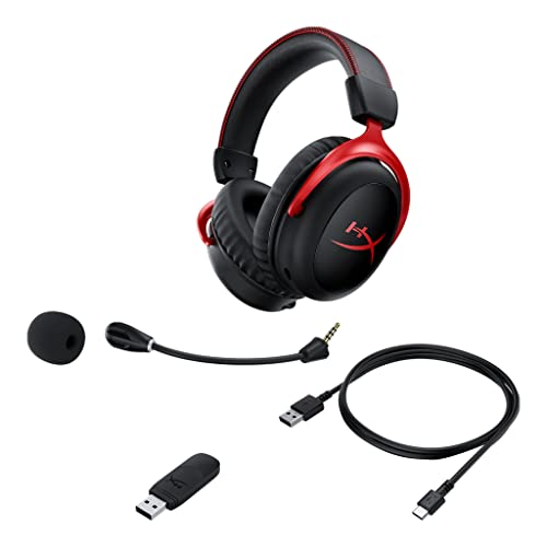 HyperX Cloud II Wireless - PC, PS5, PS4용 게이밍 헤드셋, 최대 30시간 지속되는 배터리, DTS 헤드폰: X 공간 오디오, 메모리 폼, 마이크 모니터링 기능이 있는 탈착식 노이즈 캔슬링 마이크 - size: Wireless, style: 무선