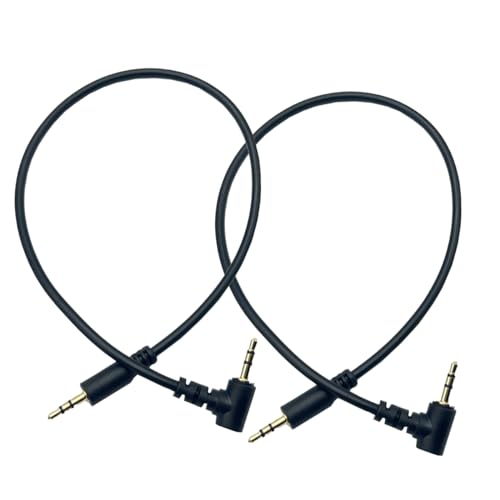 Seadream 2.5mm Audio Cable Short 2Pack 30cm 2.5mm Angled Male to Male Subminiature Stereo Headset Headphone Jack Gold Plated Connector Wire Cord Plug Cable (Angled to Straight) - style: Angled to Straight