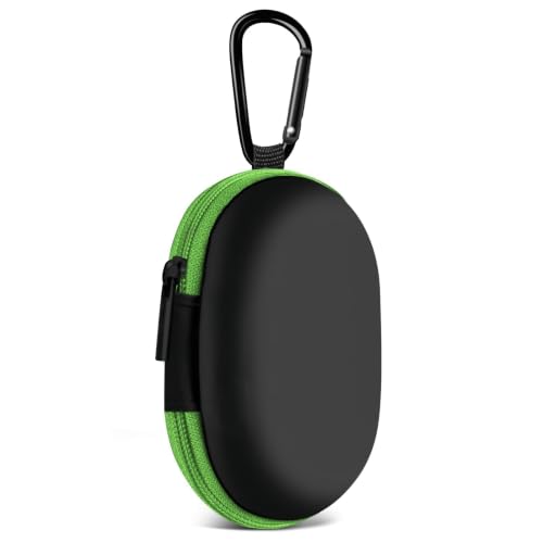 1 Pack Oval Earbud Case Storage Bag with Carabiner, Green - color: D3-oval green