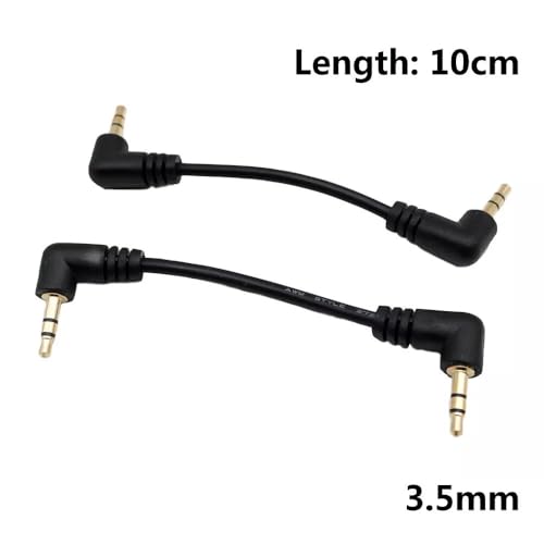 10PCS Short 3.5mm Right Angle Cable, Gold Plated 90 Degree 3.5 Male to Male Audio Stereo Jack Plug Car Aux Audio Cable (10 cm)