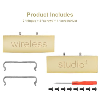 Studio 3 Hinge Headband Connector Replacement Metal Repair Parts Compatible with Beats Studio 3.0 Wireless Over-Ear Headphones Repair Kit (Gold) - color: Gold