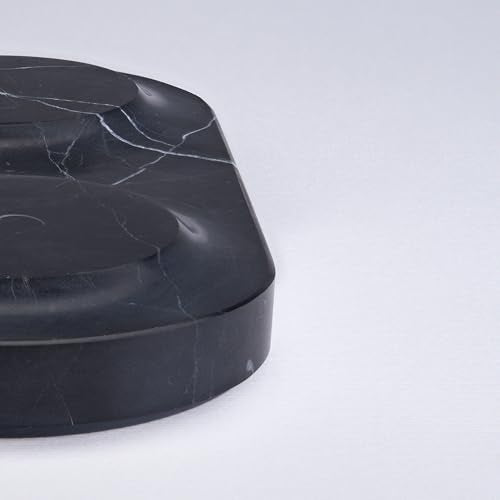 Einova Dual Classic Stone – Dual Wireless Charging Pad in Genuine Marble, Designed in Italy, Integrated 6 ft USB-C Cable, Smartphones, Wireless Earbuds, Smartwatches – Black Marquina Marble - color: Black Marquina marble – Dual Classic Stone