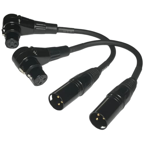 CNCESS Right Angle Female XLR to Straight Male XLR Cable, 2 Pack | 3-Pin to 3-Pin, Plug Cable