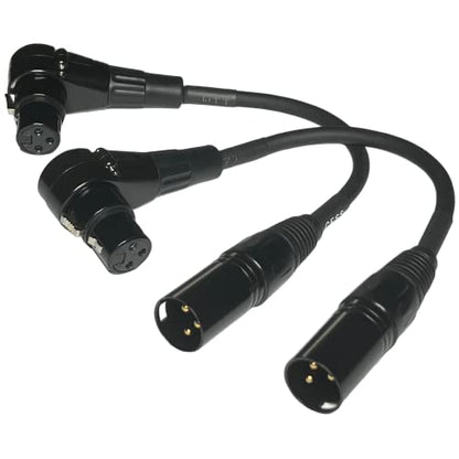 CNCESS Right Angle Female XLR to Straight Male XLR Cable, 2 Pack | 3-Pin to 3-Pin, Plug Cable