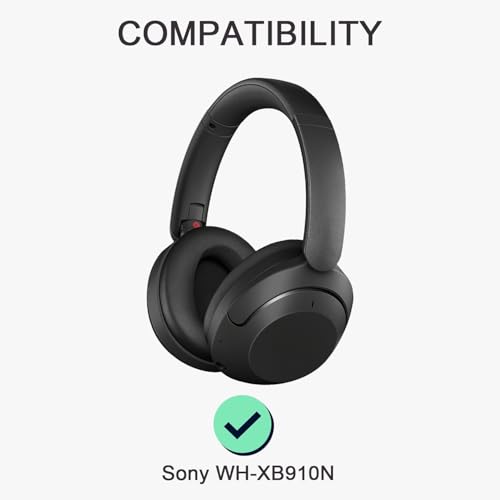 Replacement Earpads Cushions Compatible with Sony WH-XB910N Extra Bass Headphones, Headset Ear Pads with Protein Leather&Memory Foam, Headphones Ear Cups Cover-PL Black