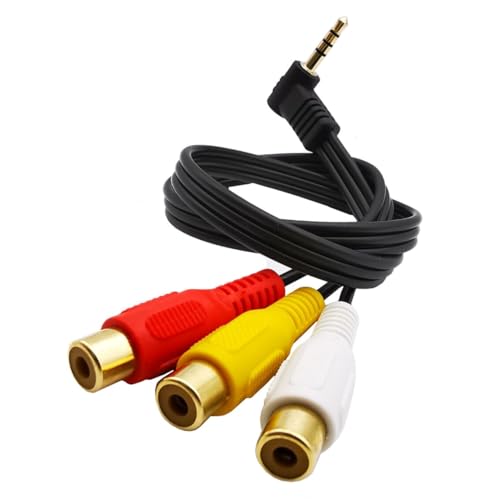 Right Angle 3.5mm Stereo Male Plug to 3 RCA Female (Red-Yellow-White) Connector Adapter Cable for AV,Audio, Video, LCD TV,HDTV, 0.5m