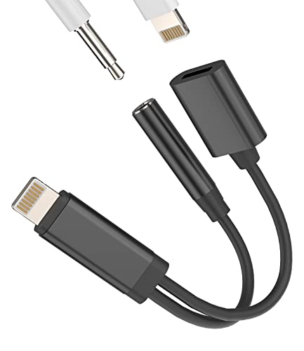 iPhone AUX Adapter for Headphone Jack Cable Dongle 2in1 Lightning to 3.5mm Splitter Apple Charger Cord MFI Certified Audio adaptador para Earbud Music Charge Converter for 12 11 13 Pro Max Mini 7 8 X