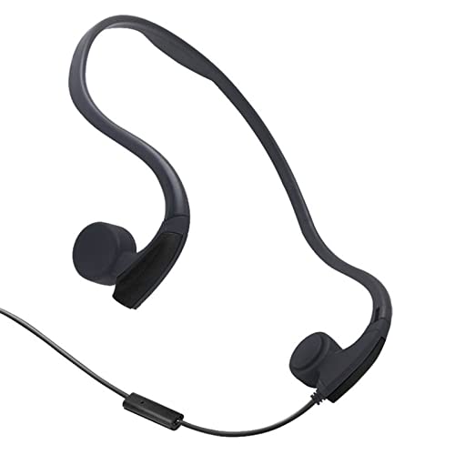 Bone Conduction Wired Headphones with Noise Cancelling Mic 3.5mm Connector Sweat Resistant Headphones for Cycling Running and Other Sports (Black)