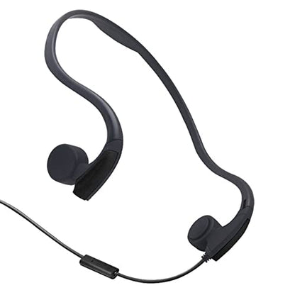 Bone Conduction Wired Headphones with Noise Cancelling Mic 3.5mm Connector Sweat Resistant Headphones for Cycling Running and Other Sports (Black)
