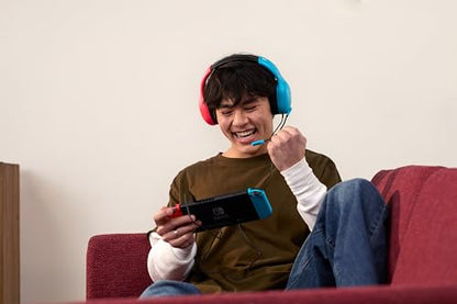 Turtle Beach Airlite Fit Wired Gaming Headset for Nintendo Switch 2, Lite | Also works with Nintendo Switch OLED, Flip-to-Mute Mic, Comfortable Ear Cushions, 40mm Speakers, Lightweight, Neon Blue & Red - color: Neon Blue & Red
