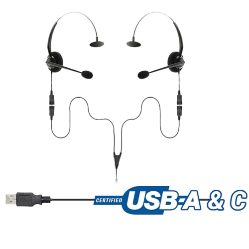 Project Telecom USB-A & USB-C, 2 Users, Monaural Noise Cancelling, Headset Splitter Training Supervising Coaching Bundle - Compatible with Microsoft Teams, Zoom, Cisco Webex, VoIP Apps - style: Monaural