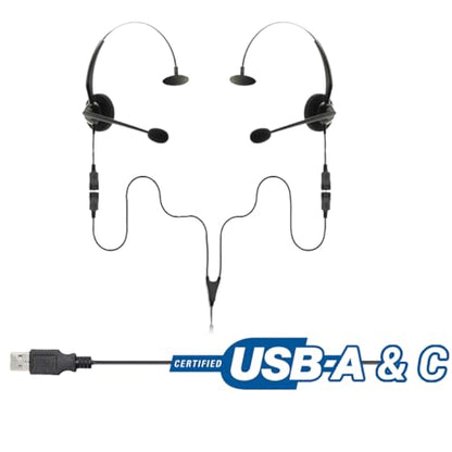 Project Telecom USB-A & USB-C, 2 Users, Monaural Noise Cancelling, Headset Splitter Training Supervising Coaching Bundle - Compatible with Microsoft Teams, Zoom, Cisco Webex, VoIP Apps - style: Monaural