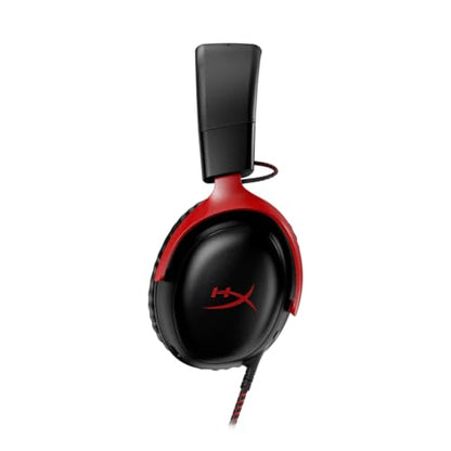 HyperX Cloud III – Wired Gaming Headset,PC,PS5,Xbox Series X|S,Angled 53mm Drivers,DTS Spatial Audio,Memory Foam,Durable Frame,Ultra-Clear 10mm Mic,USB-C,USB-A,3.5mm – Black/Red,(Pack of 10) - color: Black/Red, size: Regular (Pack of 10), style: Wired