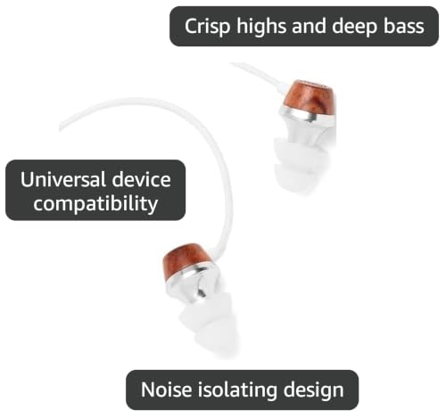 Symphonized ALN Premium Genuine Wood in-Ear Noise-isolating Headphones, Earbuds, Earphones with Mic (White) - color: White
