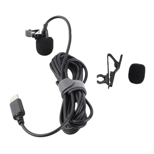 USB C Lavalier Microphone for Smartphone Recording, Wired Lapel Mic with Noise Reduction, Plug & Play Clip On Interview Mic for Video Online Class Game Live Streaming, Compact