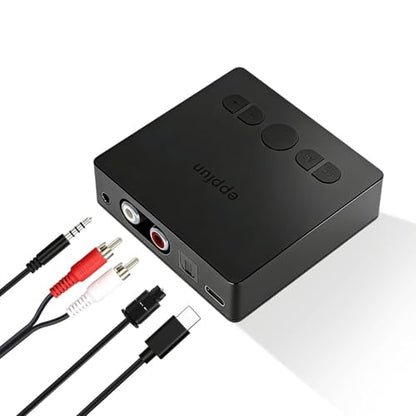 Auracast Broadcast Transmitter with LC3 Low Latency Audio Codec, Bluetooth & Wired Dual Input Mode, Optical Digital, RCA, AUX, USB-C Audio Input, Wireless Audio Sender for TV, Projector, Home Stereo
