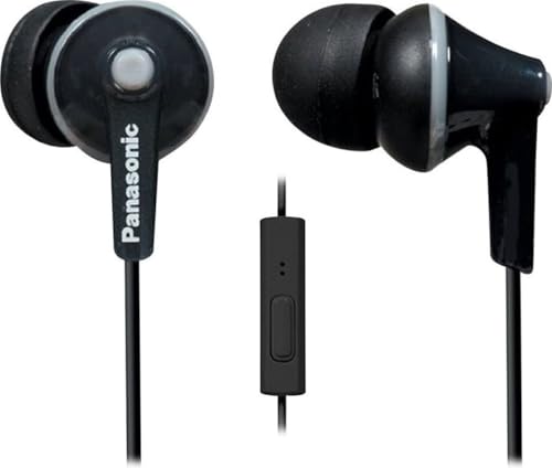 PANASONIC ErgoFit Earbud Headphones with Microphone and Call Controller Compatible with iPhone, Android and Blackberry - RP-TCM125-K - In-Ear (Black), Earpads S/M/L - color: Black, size: S/M/L, style: With Mic