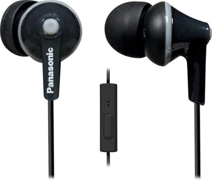 PANASONIC ErgoFit Earbud Headphones with Microphone and Call Controller Compatible with iPhone, Android and Blackberry - RP-TCM125-K - In-Ear (Black), Earpads S/M/L - color: Black, size: S/M/L, style: With Mic
