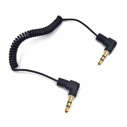 3.5mm Jack Audio Coiled Cable 12 Inch Max, 4 Pack, OD 1.5MM, Right Angle 1/8" 3.5mm TRS Stereo Male Spring Spiral Aux Cord for Headphone, MP3, Speakers, Car Stereo